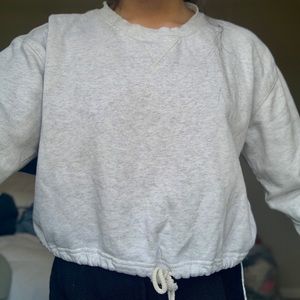 LA hearts grey tie front cropped crew neck